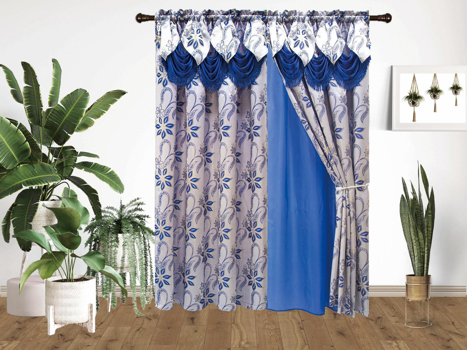 Ramona Jacquard Window Panel With Attached Valance & Backing - Stylish Curtains