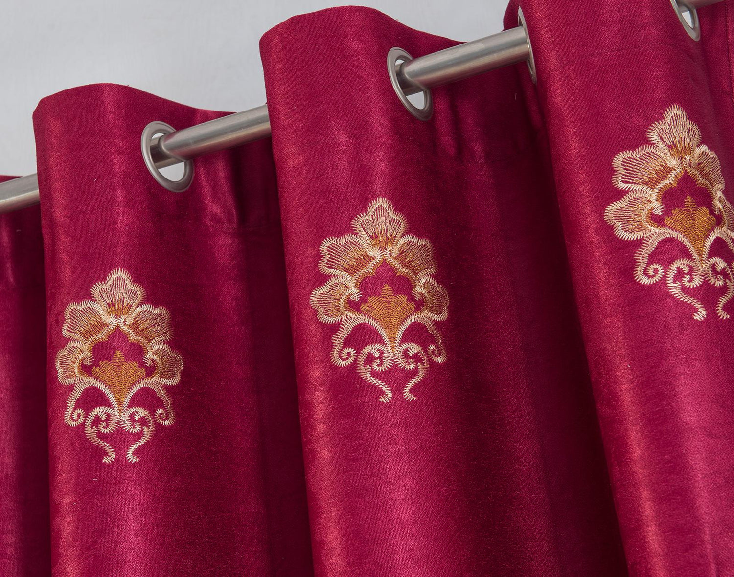 Jennifer Grommet Velvet Embroidered Curtain Panel – Luxurious & Elegant - Stylish Curtains
