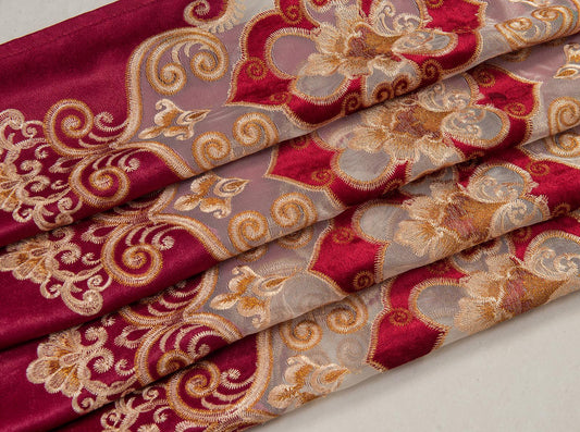 Jennifer Grommet Velvet Embroidered Curtain Panel – Luxurious & Elegant - Stylish Curtains