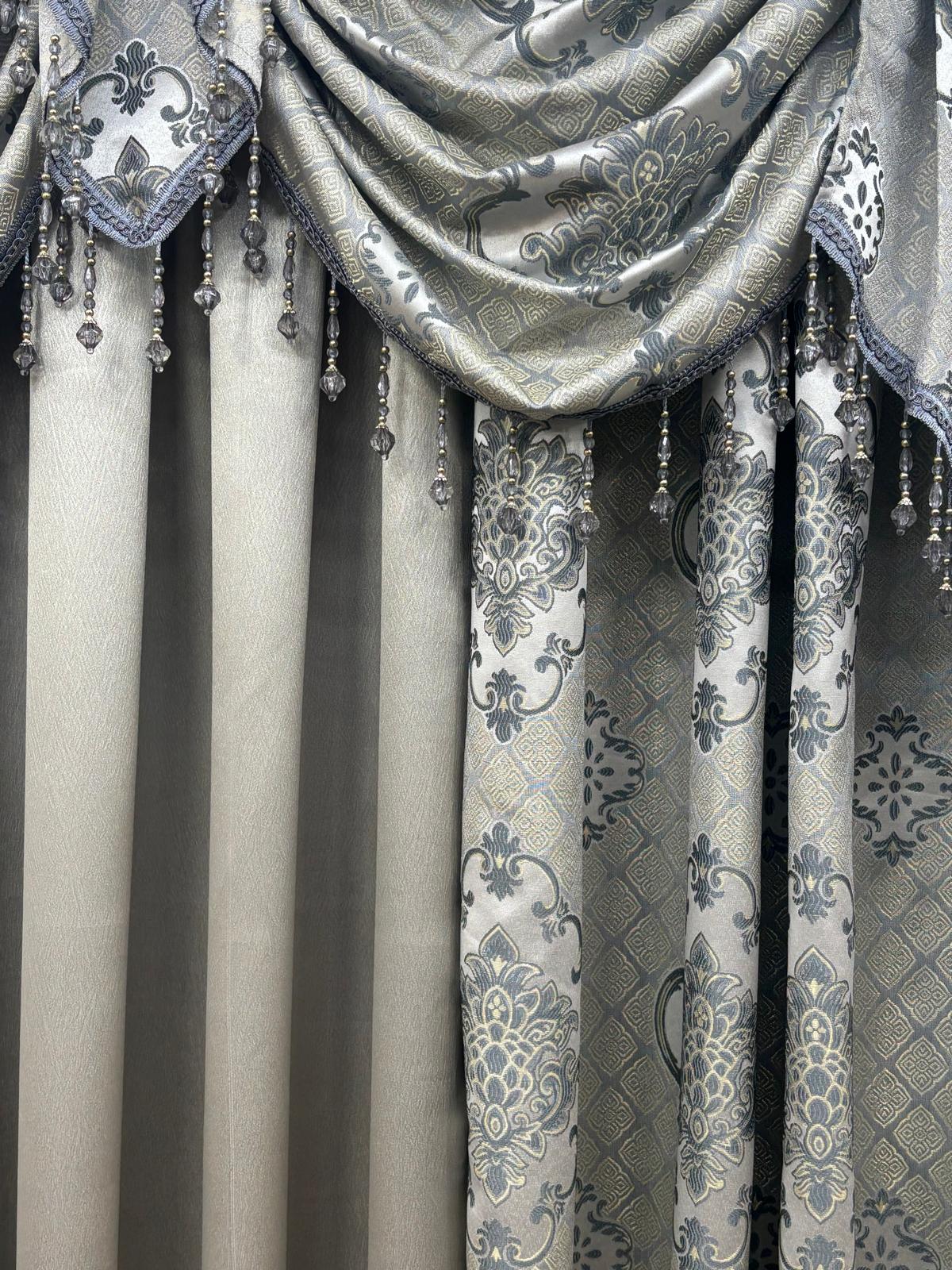 Tina 5-Piece Luxury Curtain Set – Silver | Fits 59” Wide Window - Stylish Curtains