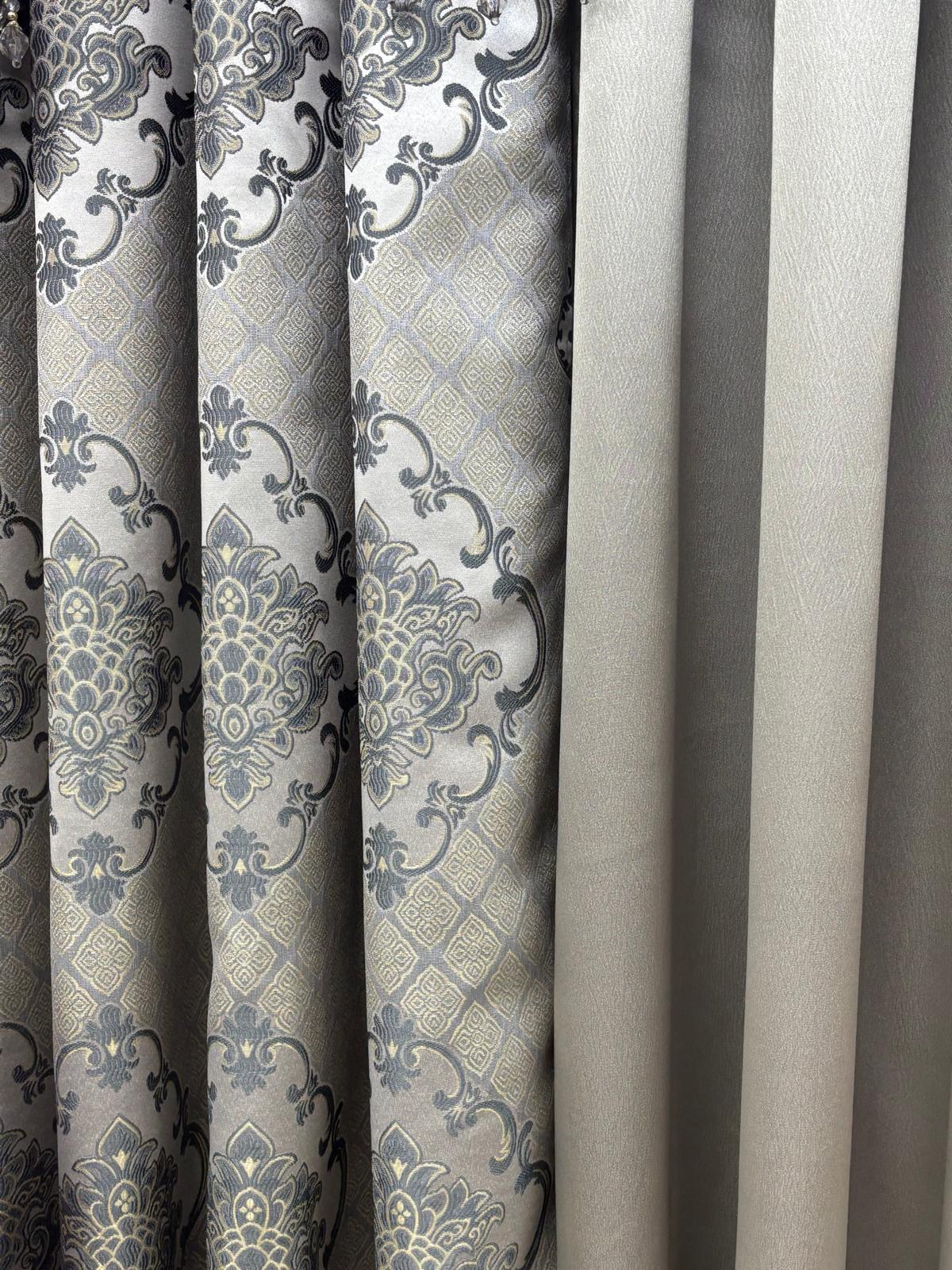 Tina 5-Piece Luxury Curtain Set – Silver | Fits 59” Wide Window - Stylish Curtains