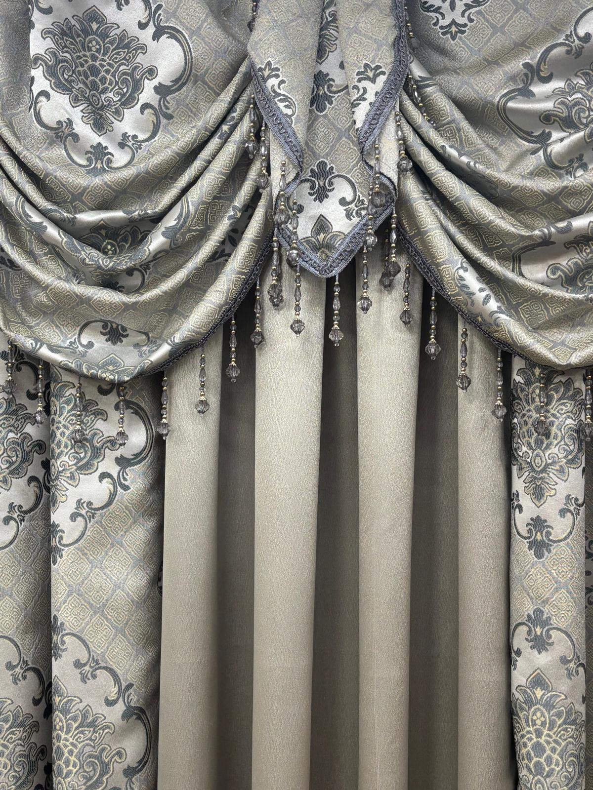 Tina 5-Piece Luxury Curtain Set – Silver | Fits 59” Wide Window - Stylish Curtains