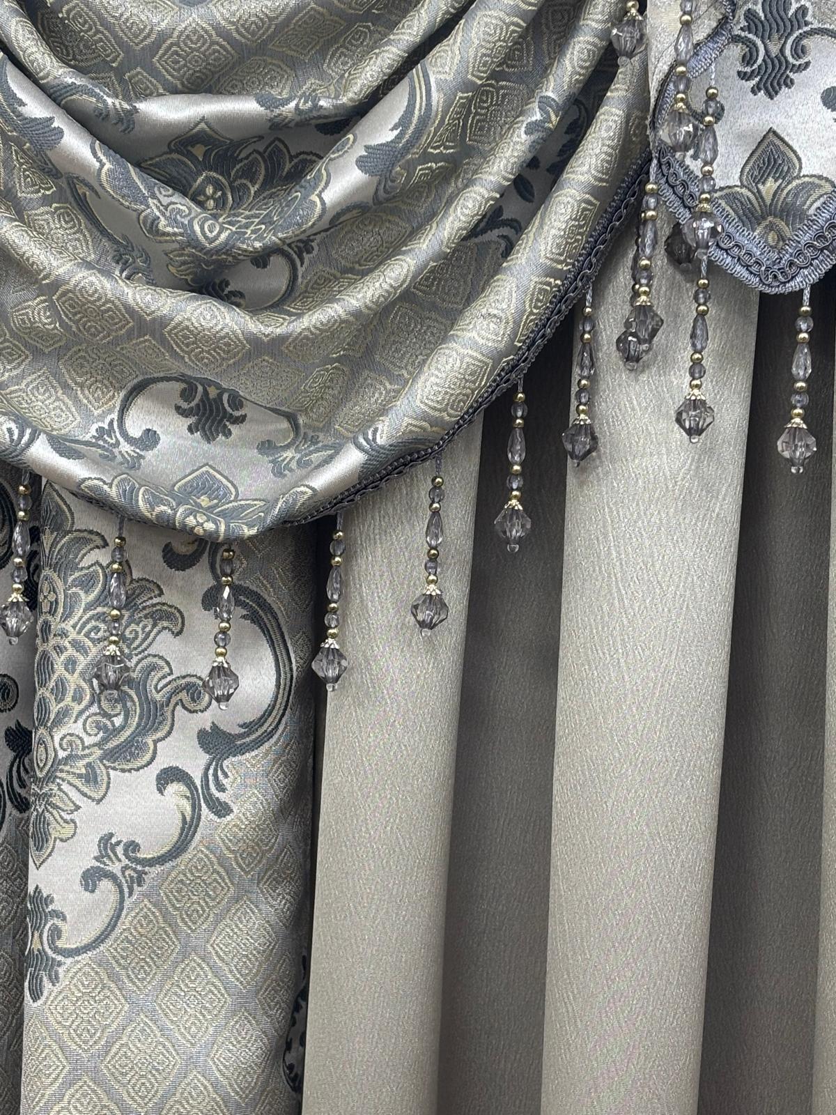 Tina 5-Piece Luxury Curtain Set – Silver | Fits 59” Wide Window - Stylish Curtains