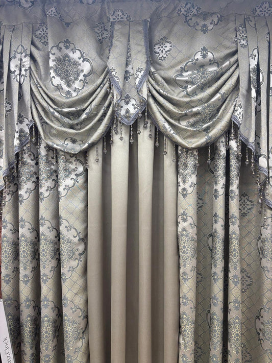 Tina 5-Piece Luxury Curtain Set – Silver | Fits 59” Wide Window - Stylish Curtains