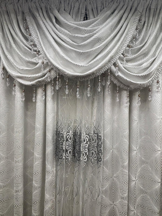 Margo 6-Piece Luxury Curtain Set With Amy Center Panel – White - Stylish Curtains