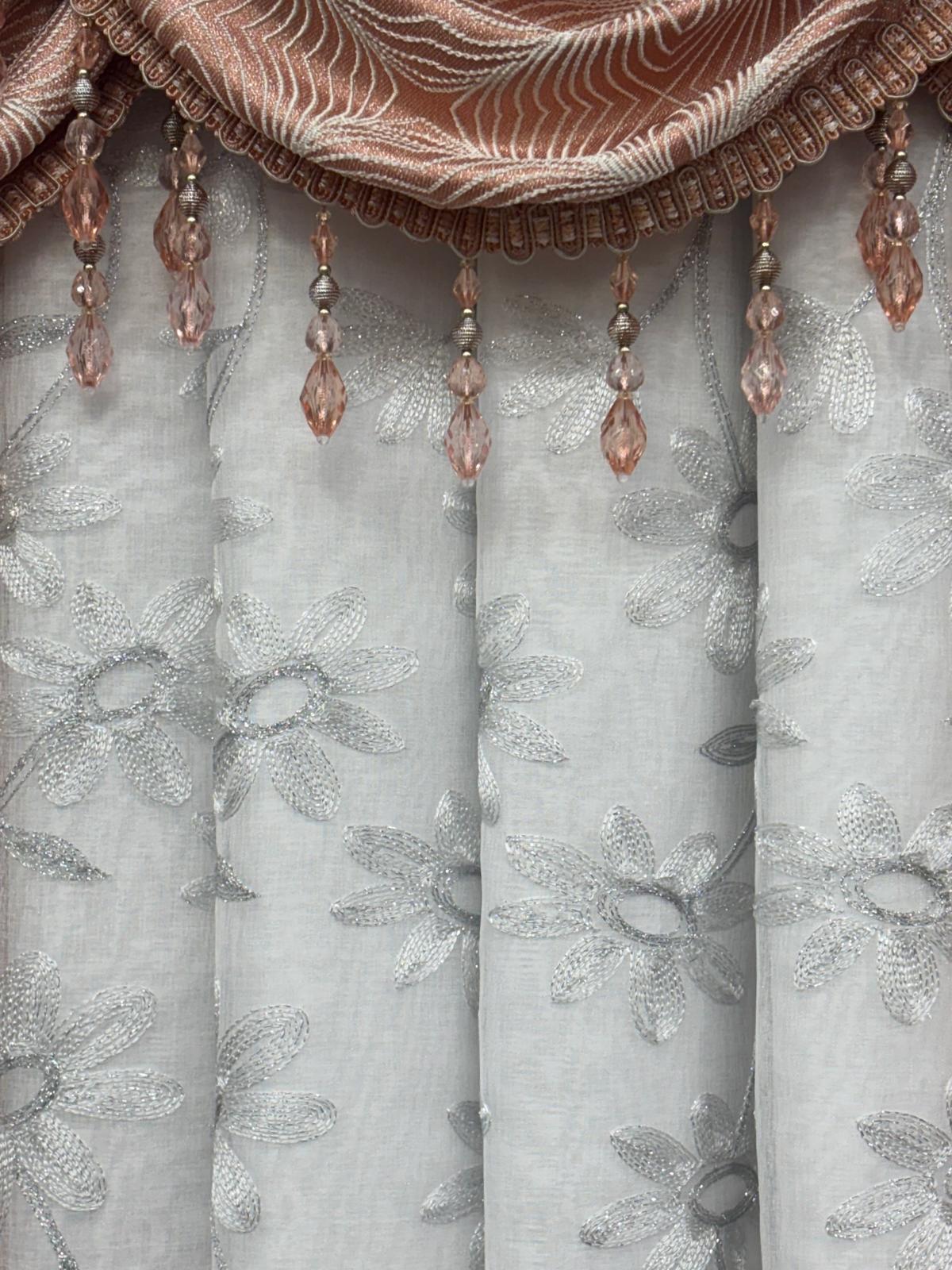 Margo 7-Piece Luxury Curtain Set With Sariyah Center Panel & Backing – Blush