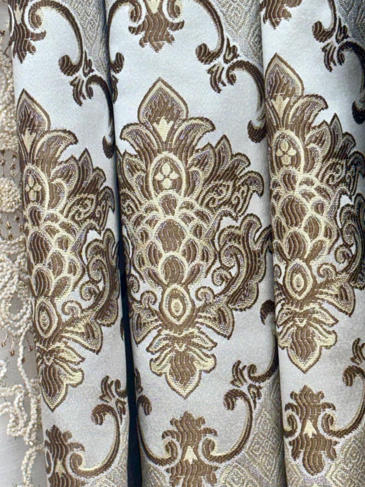 Tina 5 Piece Brown Luxury Curtain Set for 39” Window | Elegant Window Treatment