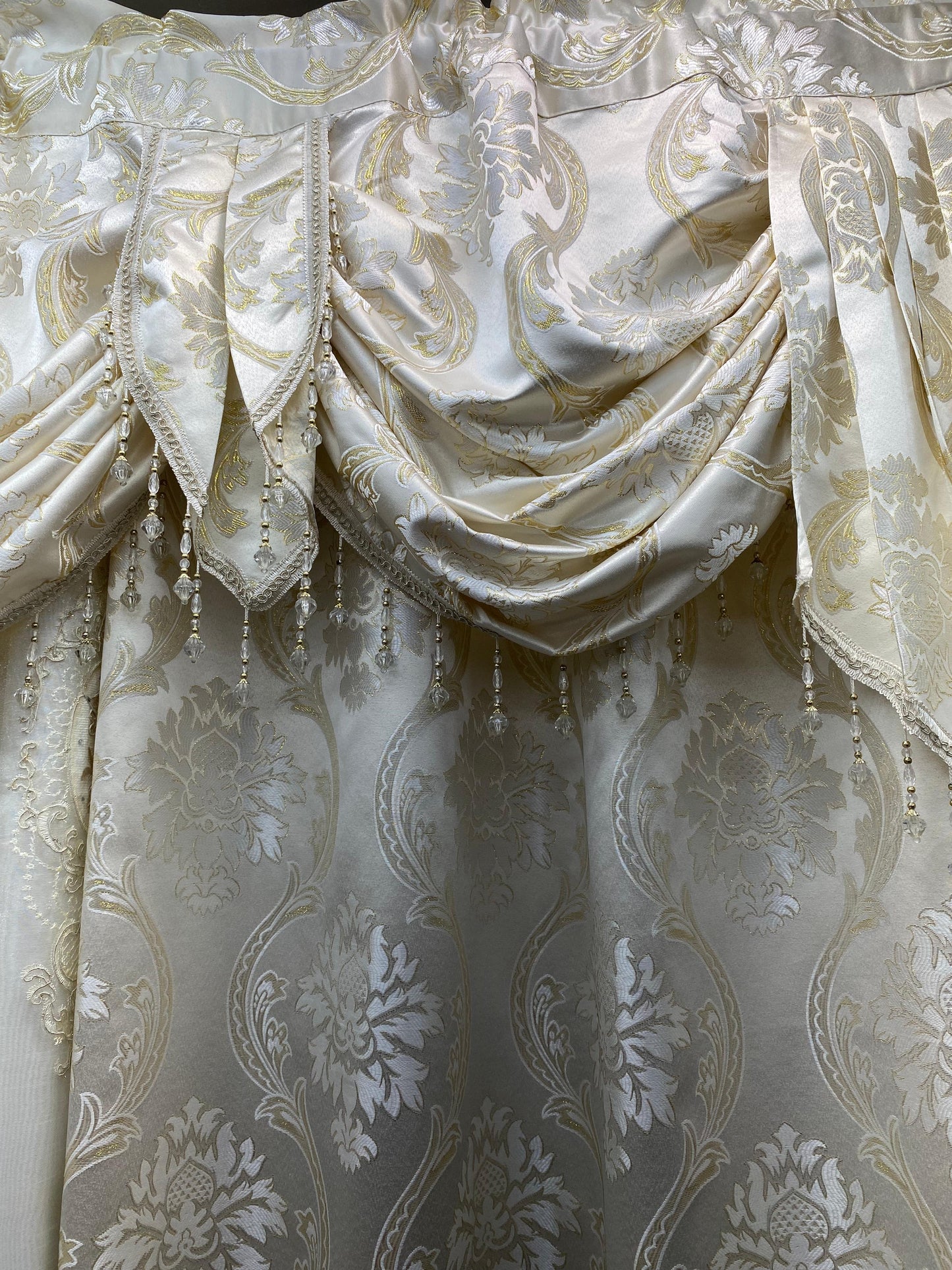 Mina 7 Piece Luxury Beige Curtain Set with Monalisa Panels & Backing