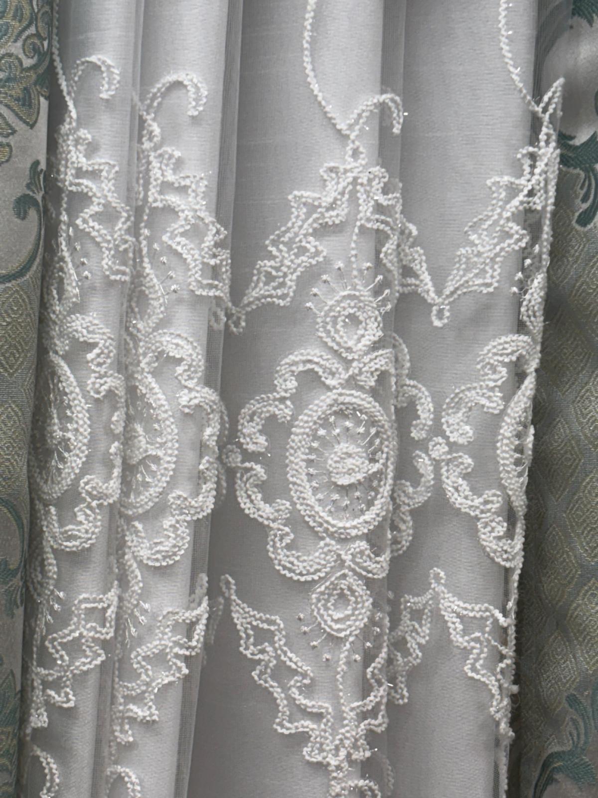 Tina 5 Piece Aqua Luxury Curtain Set for 39 Inch Window | Small Window Curtain Set