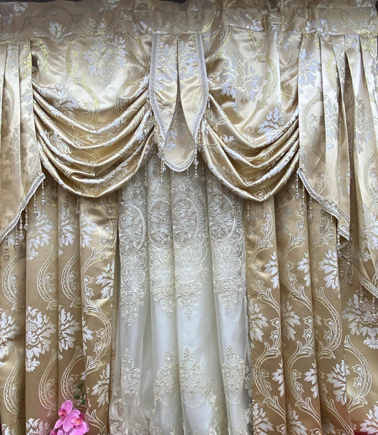 Gold Curtains for 59 Inch Windows – Mina 5 Piece Window Treatment Set - Stylish Curtains