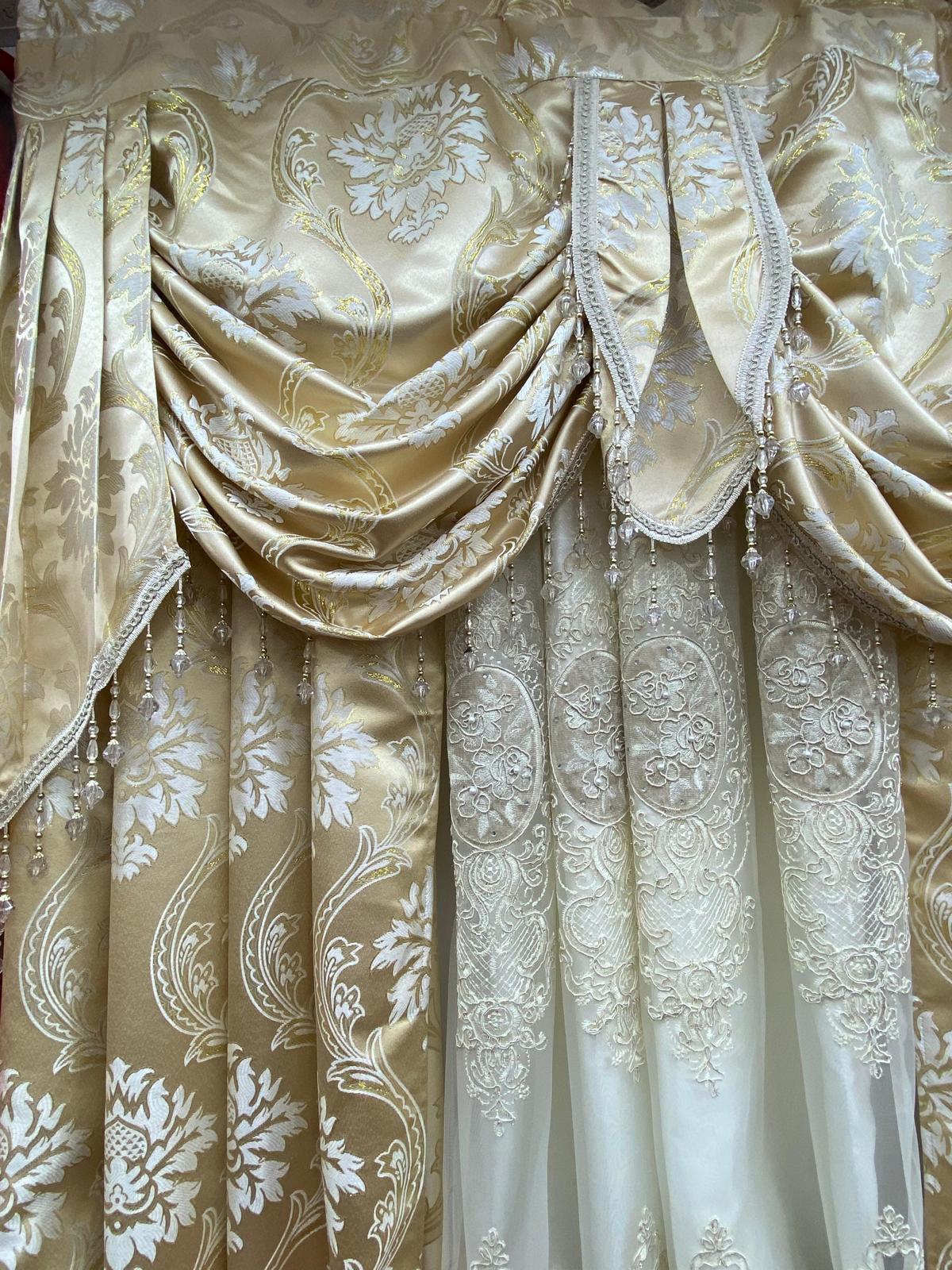 Gold Curtains for 59 Inch Windows – Mina 5 Piece Window Treatment Set - Stylish Curtains