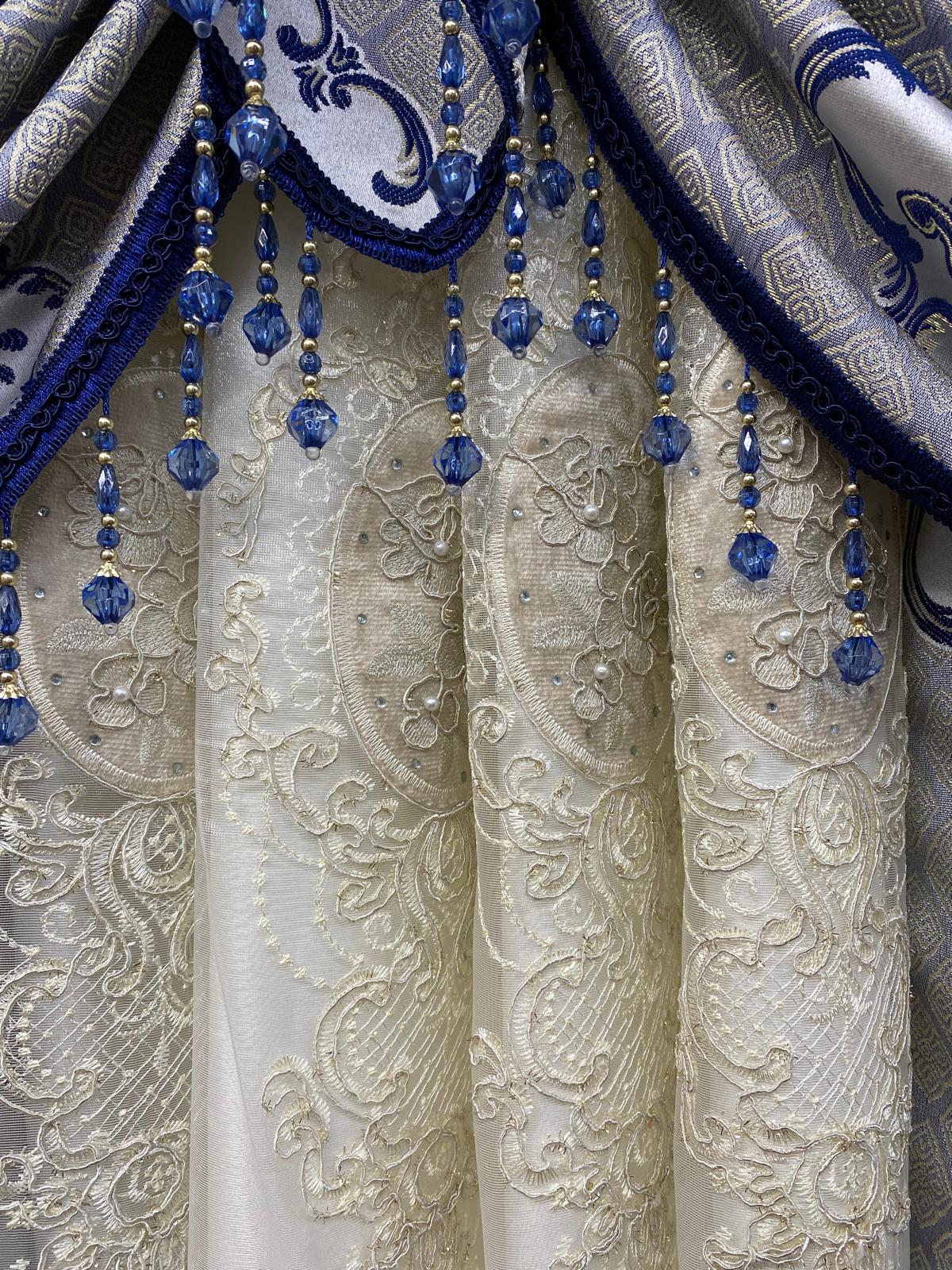 Tina 5-Piece Luxury Curtain Set – Blue | Fits 59 Inch Wide Window - Stylish Curtains