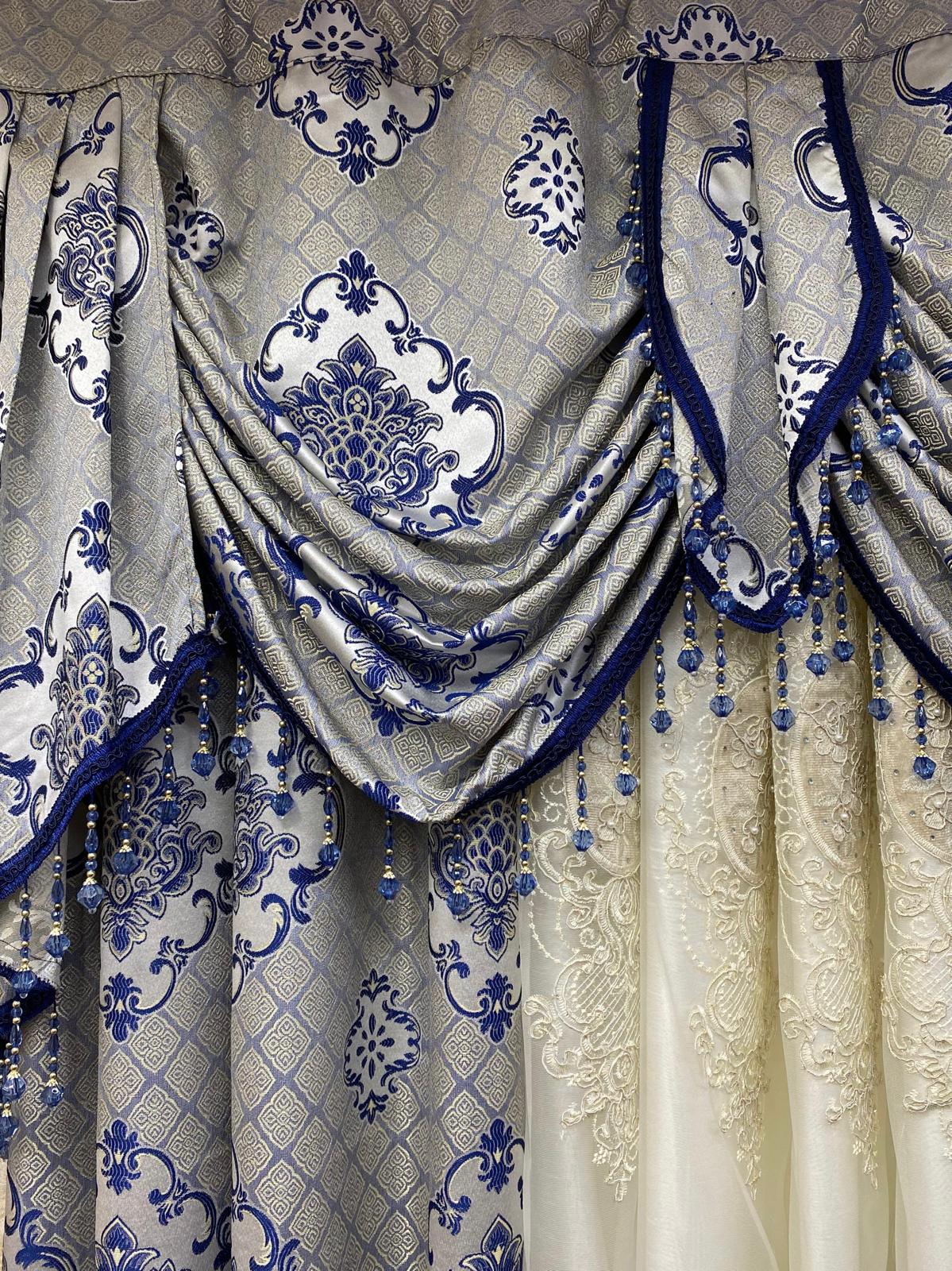 Tina 5-Piece Luxury Curtain Set – Blue | Fits 59 Inch Wide Window - Stylish Curtains