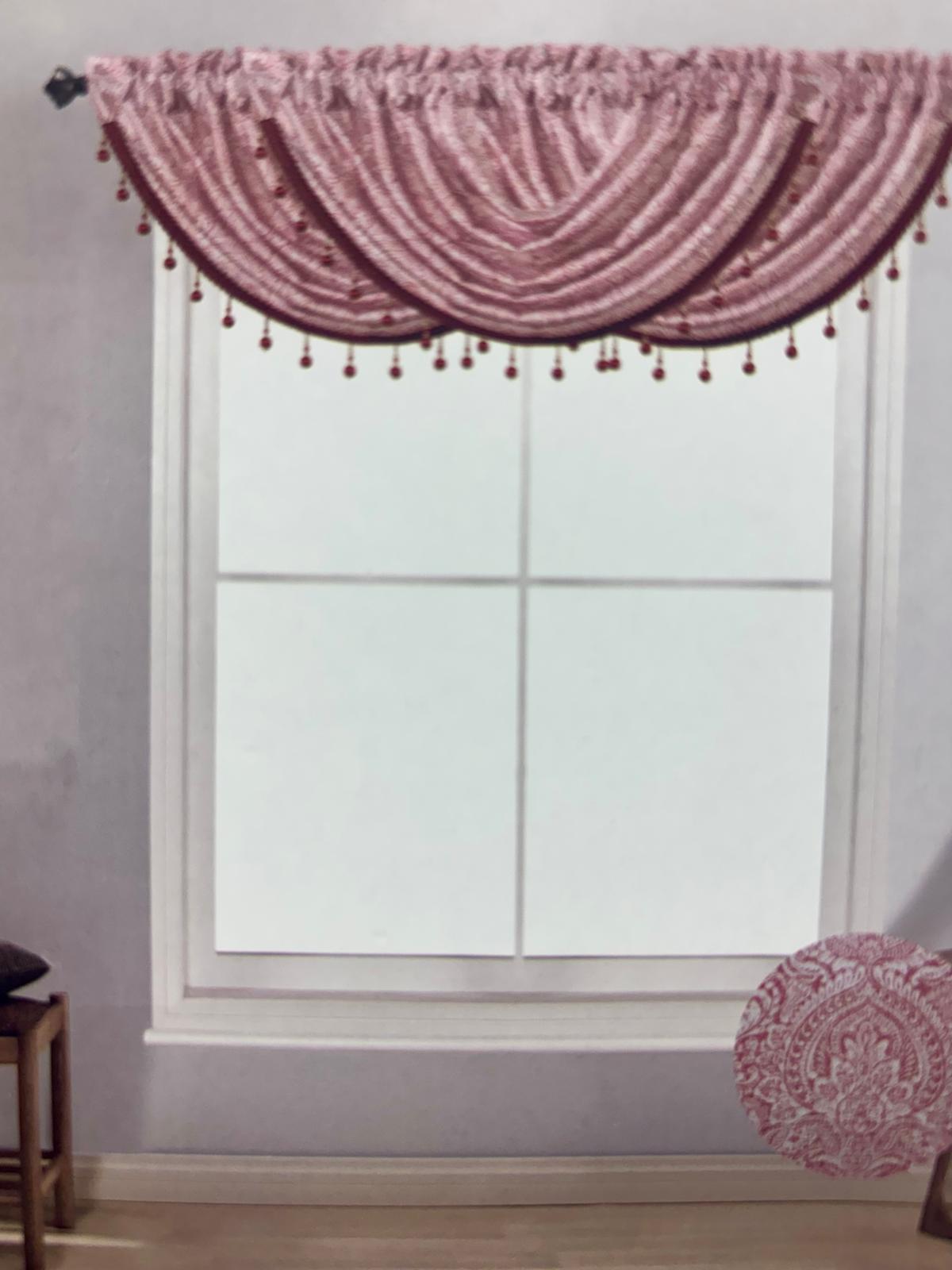 Vivi Decorative Waterfall Valance – Burgundy - Stylish Curtains