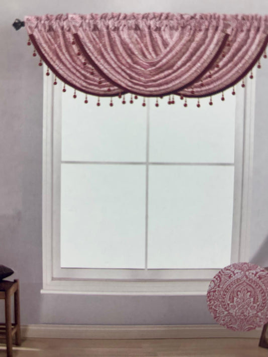 Vivi Decorative Waterfall Valance – Burgundy - Stylish Curtains