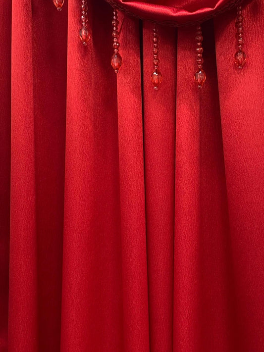 Regency 6-Piece Jacquard Curtain Set – Red & White - Stylish Curtains