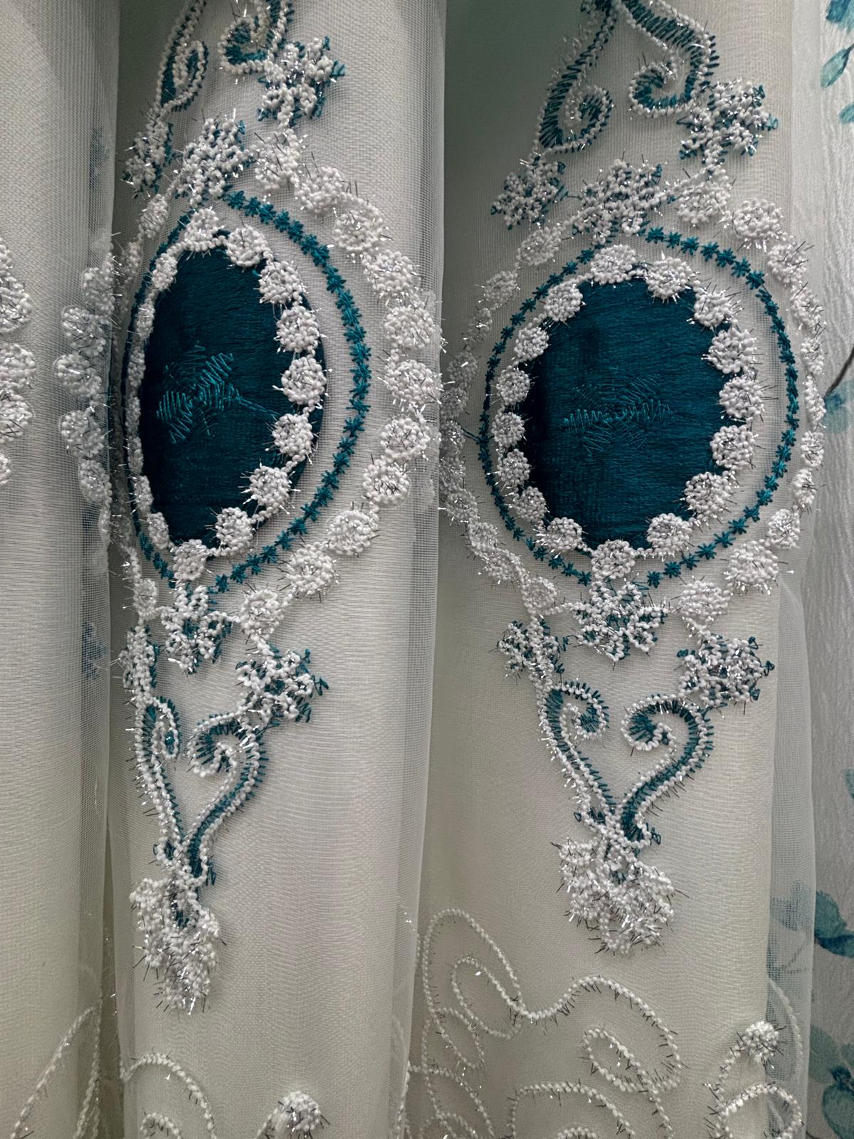 Veronica Grommet Embroidery Curtain Panel – 53” x 84” - Stylish Curtains