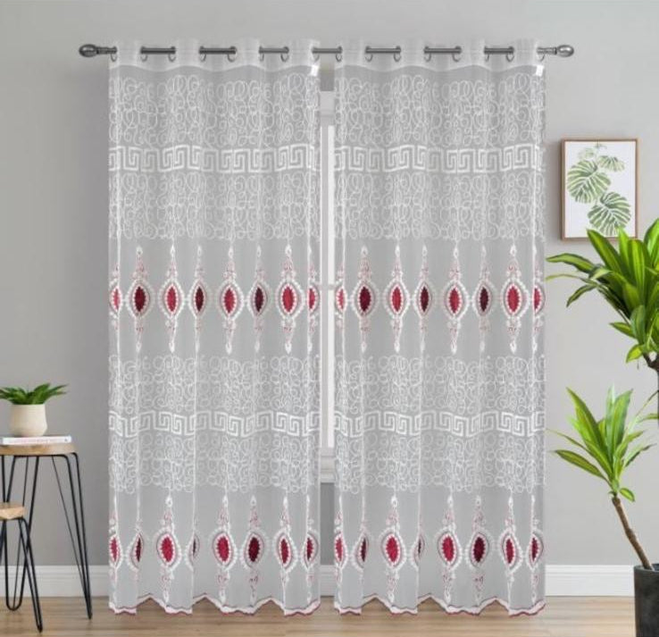 Veronica Grommet Embroidery Curtain Panel – 53” x 84” - Stylish Curtains