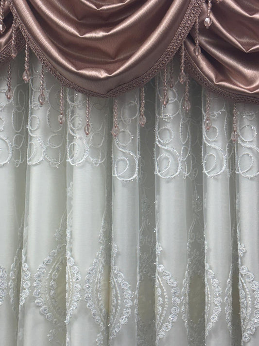 Regency Blush 11-Piece Luxury Curtain Set with Veronica Center Panels - Stylish Curtains