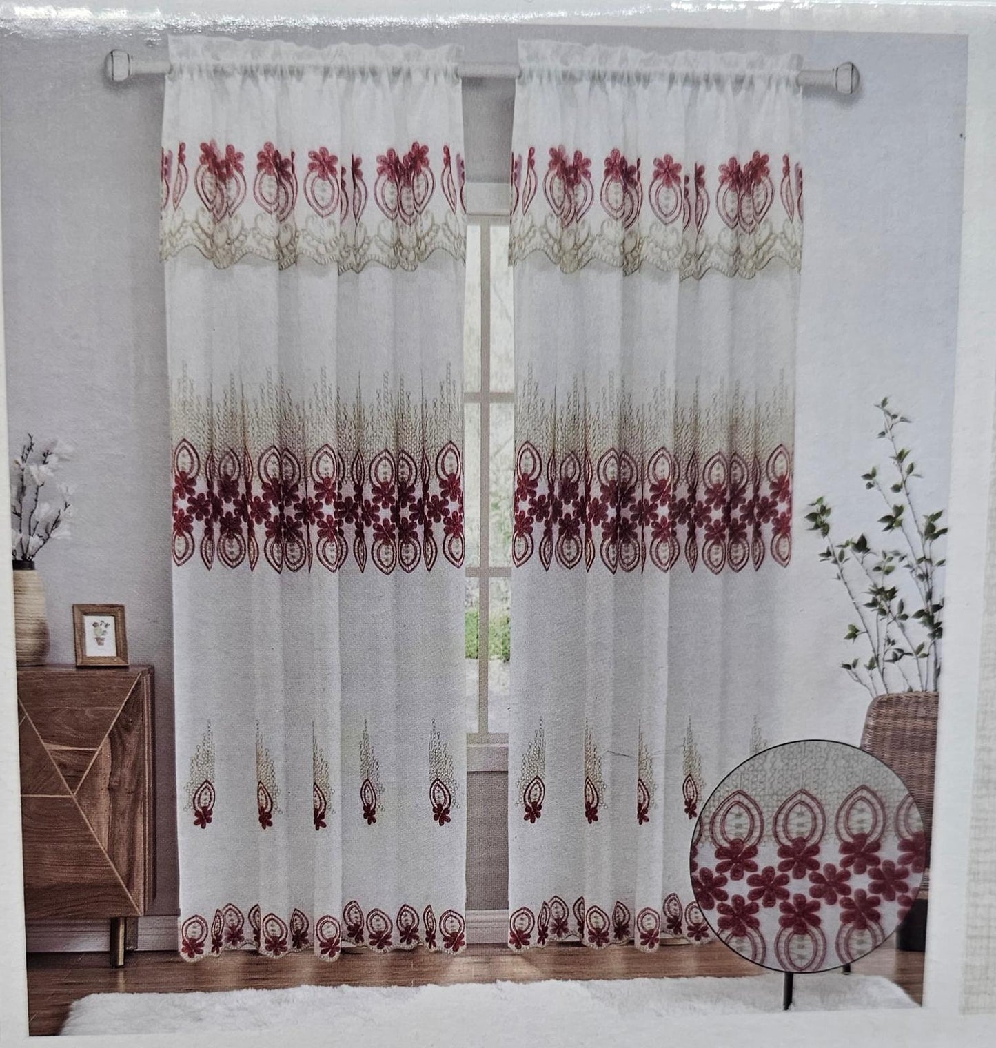 Noor Embroidery Curtain with Backing - Stylish Curtains