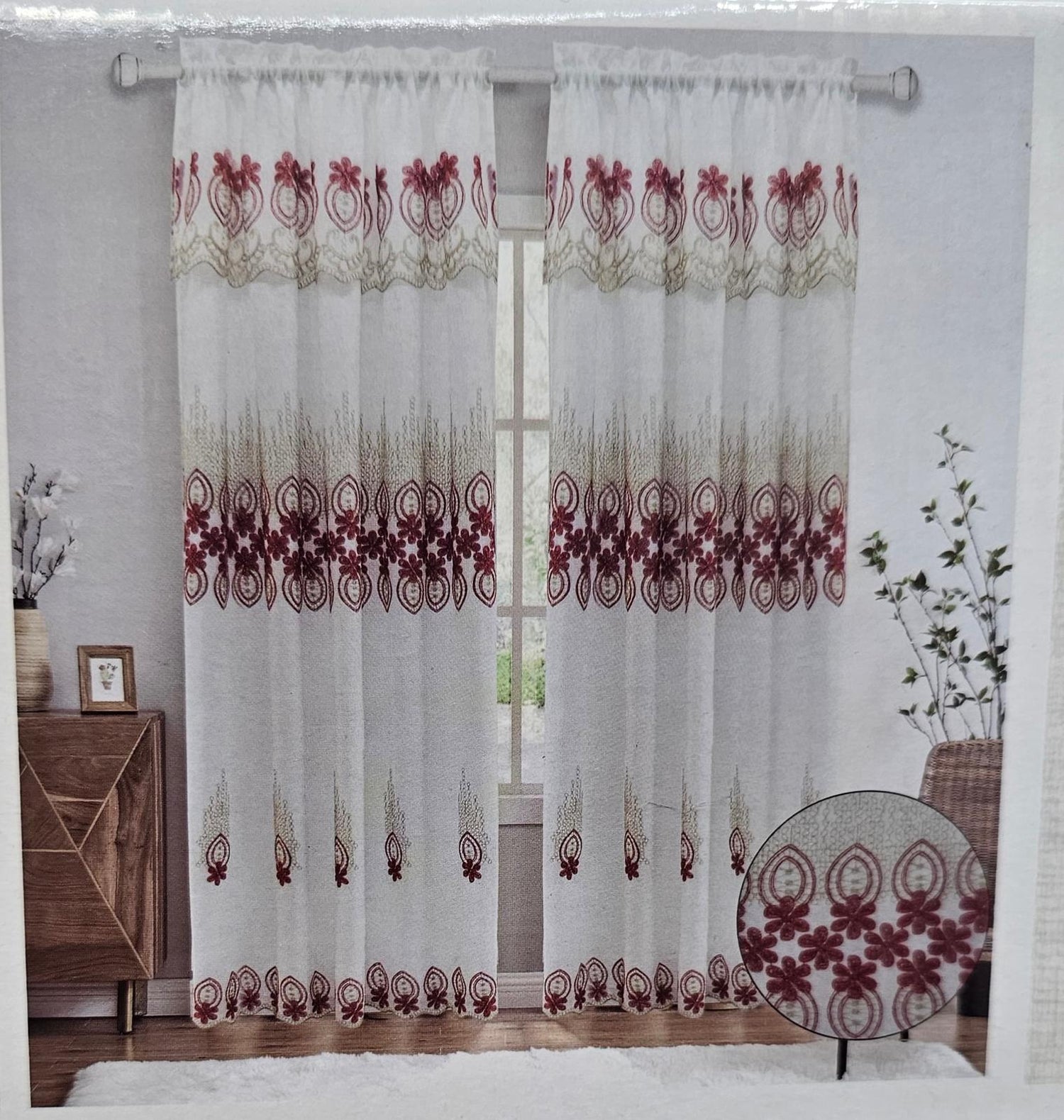 Noor Embroidery Curtain with Backing - Stylish Curtains