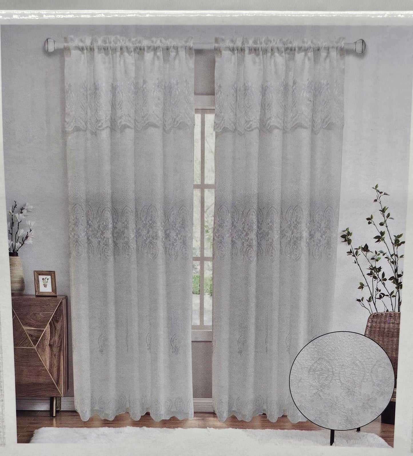 Noor Embroidery Curtain with Backing - Stylish Curtains