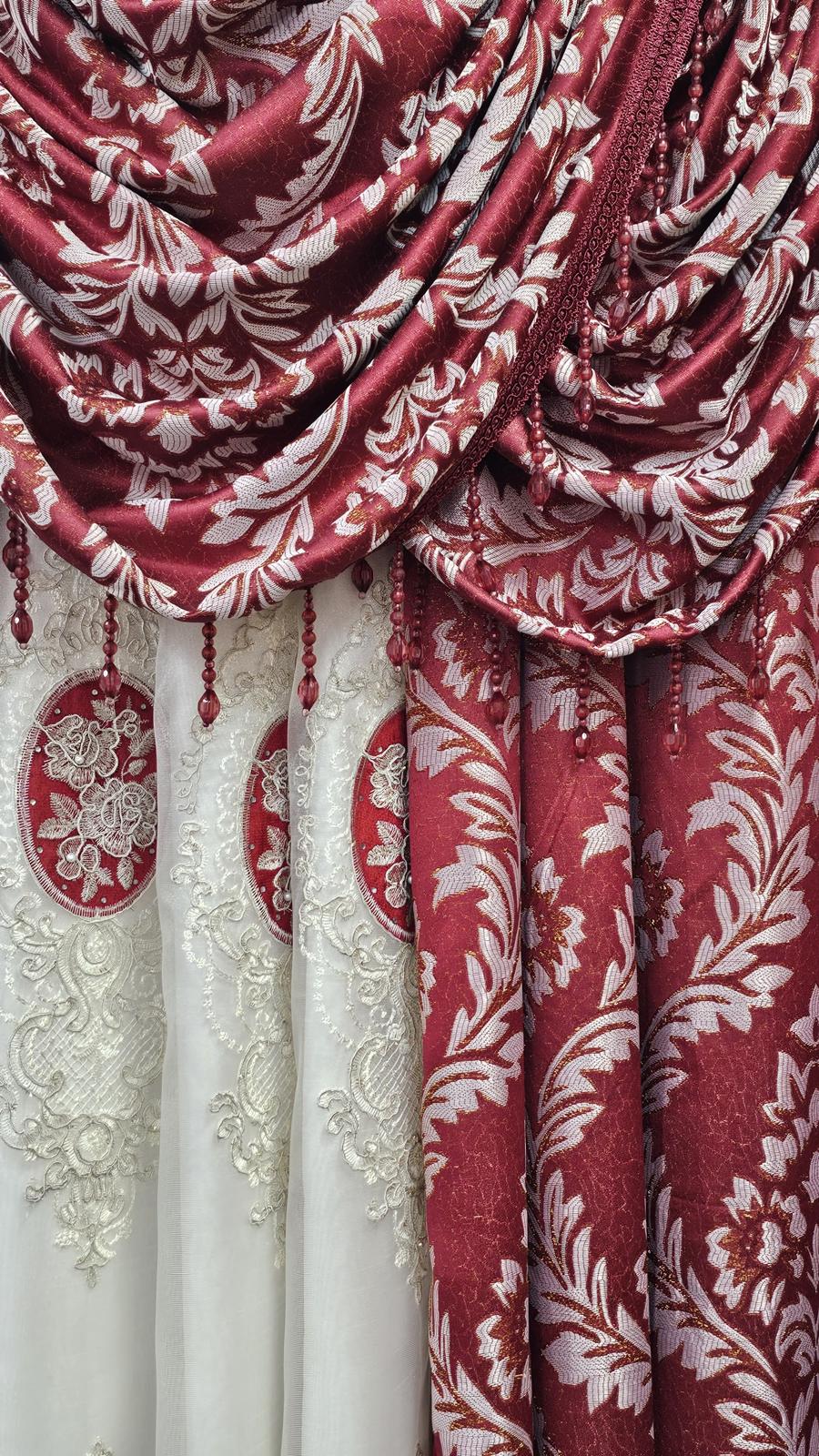 Shirley 7-Piece Luxury Curtain Set – Monalisa Embroidered Sheer with Backing - Stylish Curtains