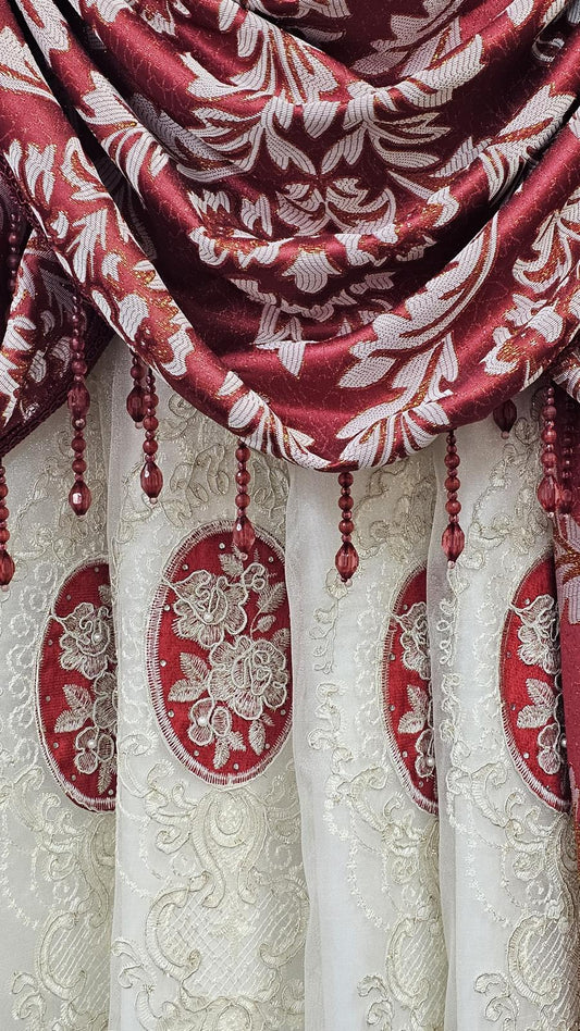 Shirley 7-Piece Luxury Curtain Set – Monalisa Embroidered Sheer with Backing - Stylish Curtains