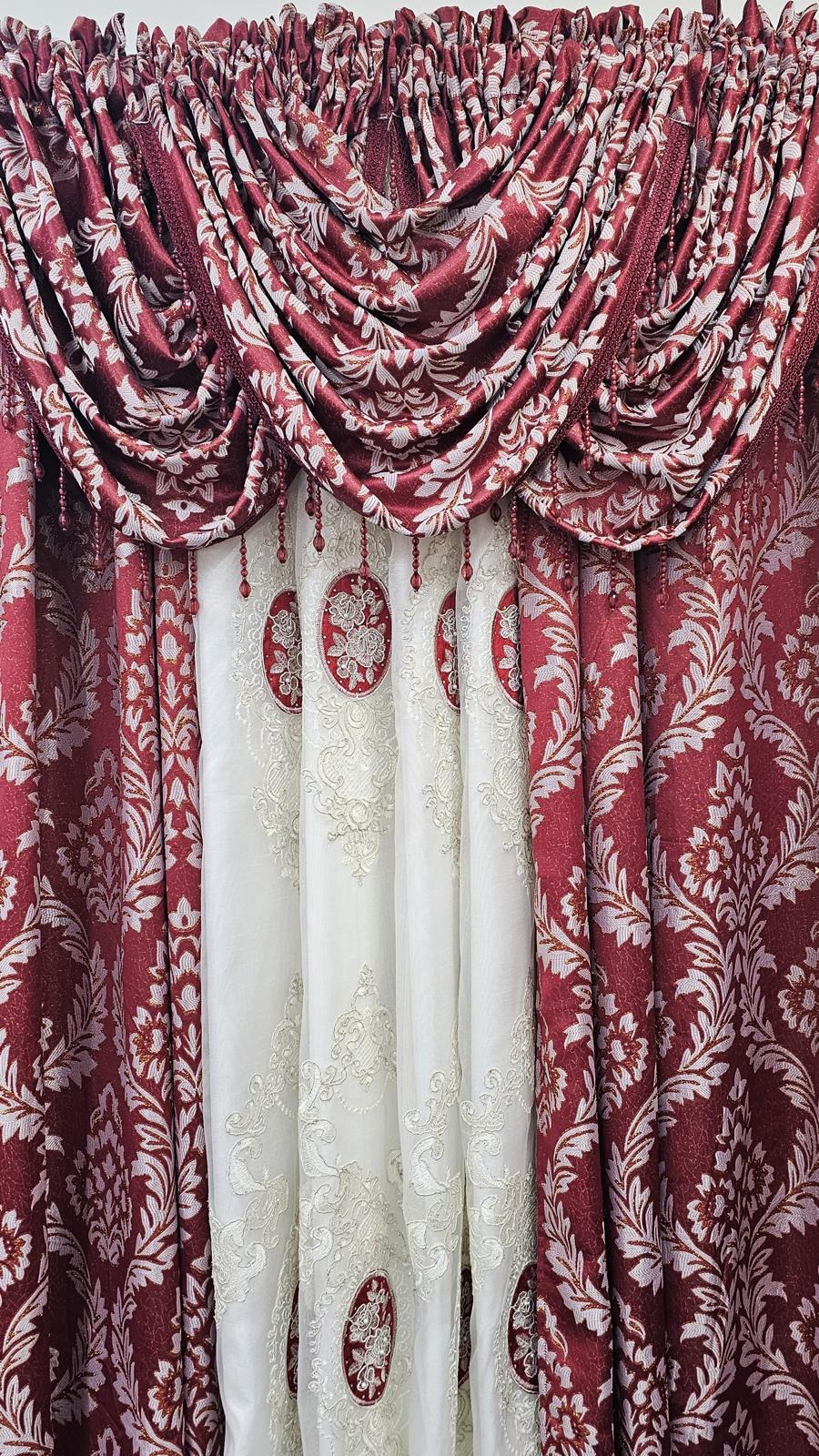 Shirley 7-Piece Luxury Curtain Set – Monalisa Embroidered Sheer with Backing - Stylish Curtains