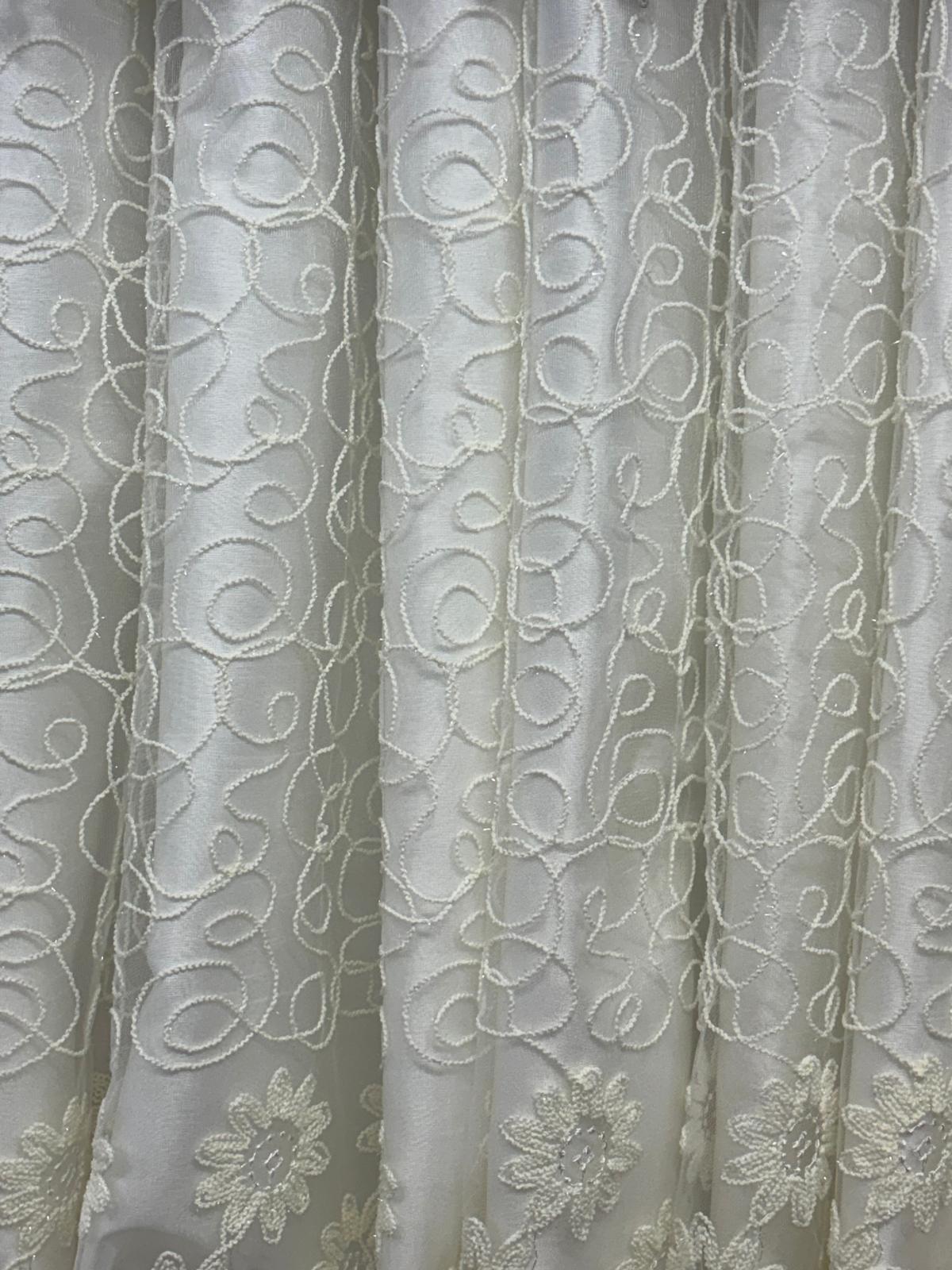 Magnolia Brown 11-Piece Luxury Curtain Set With Avon Embroidered Sheer & Backing – Designer Living Room Curtains - Stylish Curtains