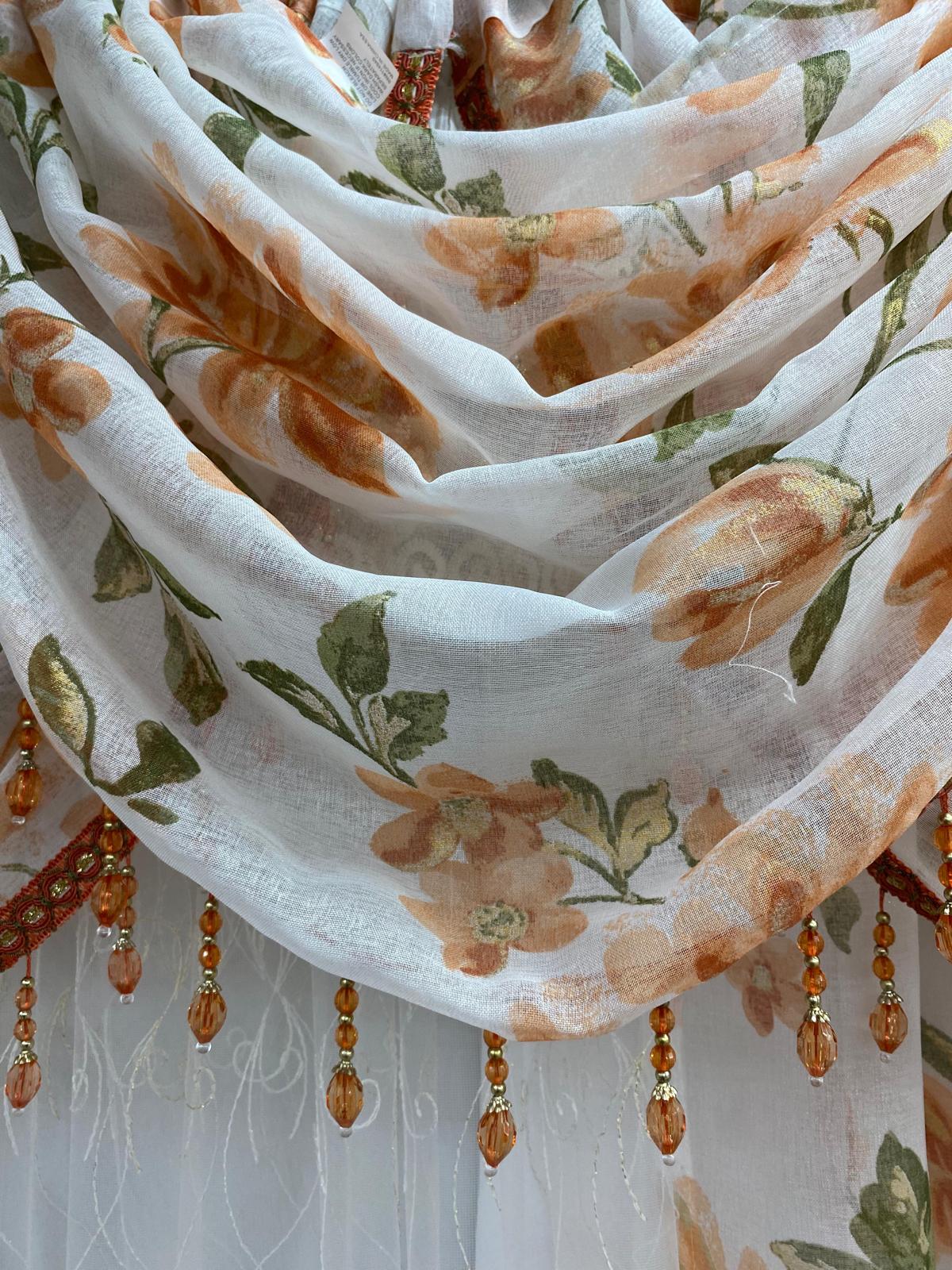 luxury curtain valance with bead detailing