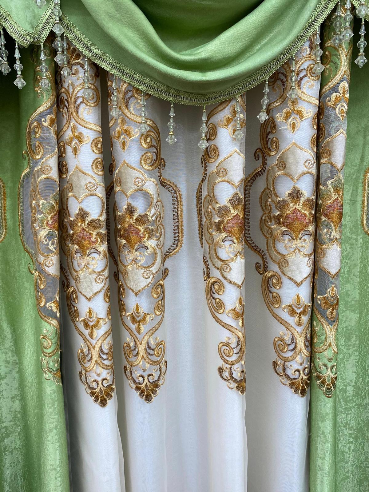 embroidered curtain panels with valance