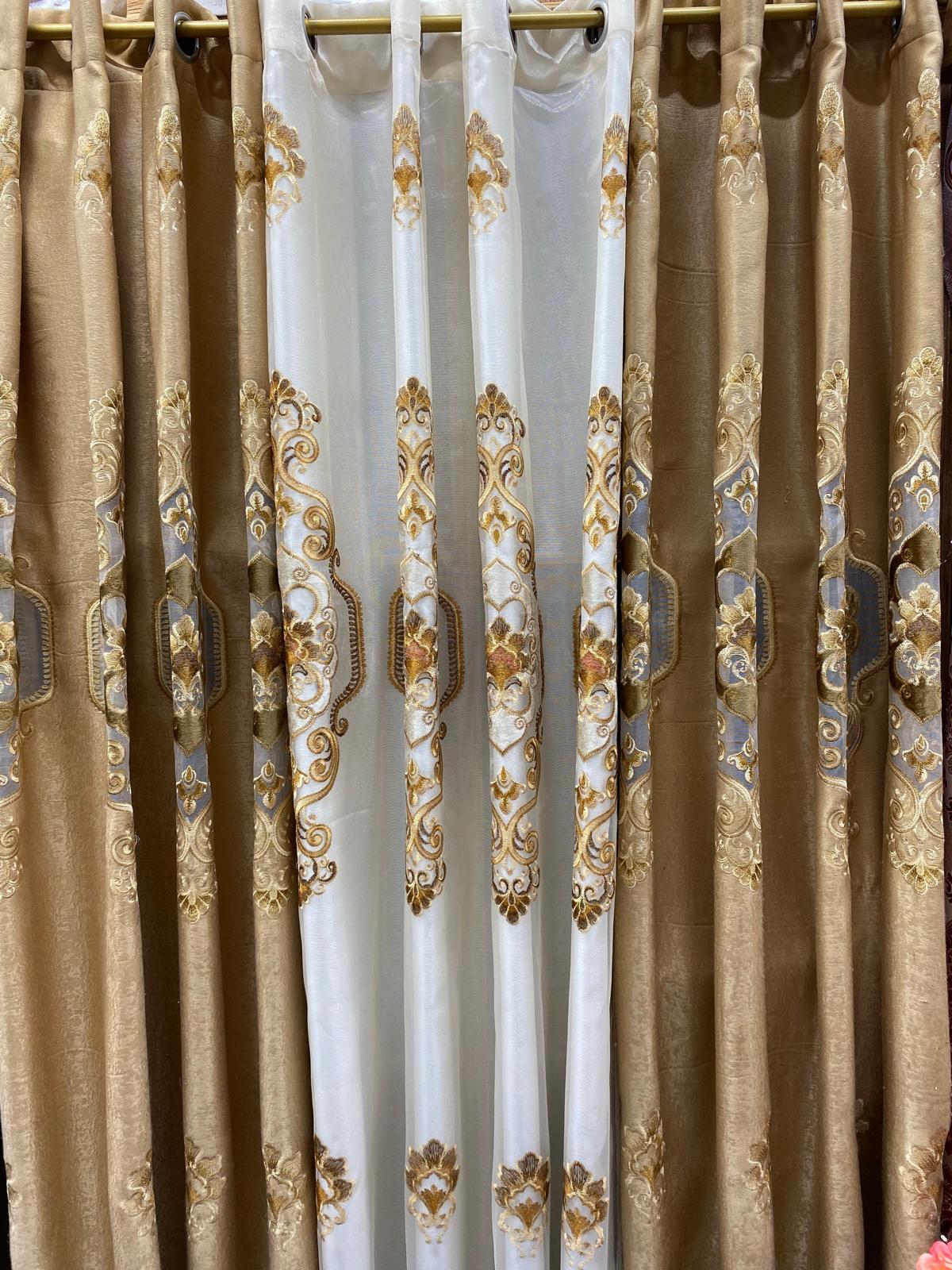 Jenifer Embroidered Grommet Curtain Set – 4 Piece Luxury Curtains with Sheer & Backing - Stylish Curtains