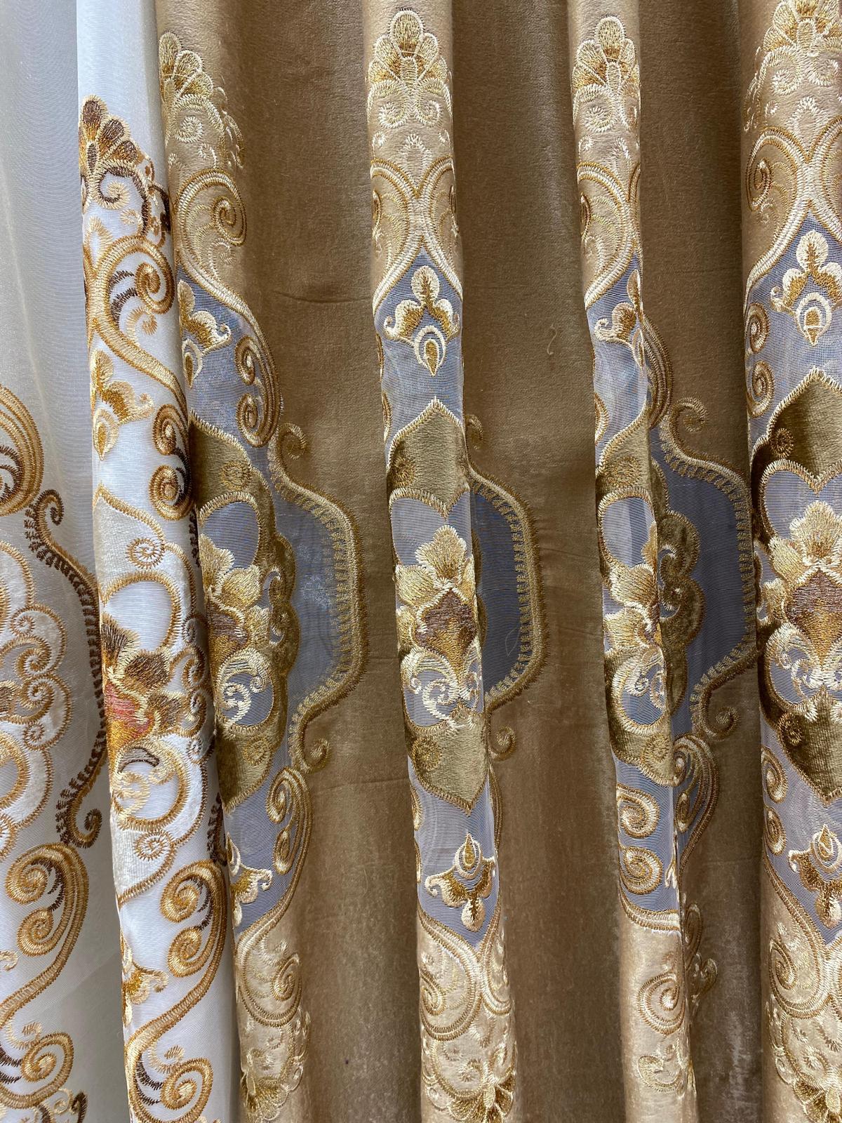 Jenifer Embroidered Grommet Curtain Set – 4 Piece Luxury Curtains with Sheer & Backing - Stylish Curtains