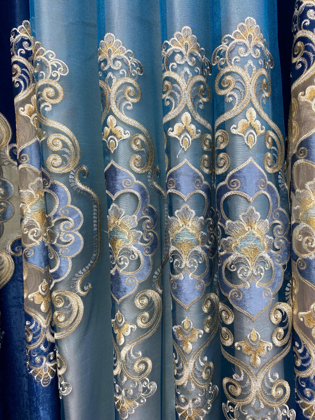 Jenifer Embroidered Grommet Curtain Set – 4 Piece Luxury Curtains with Sheer & Backing - Stylish Curtains