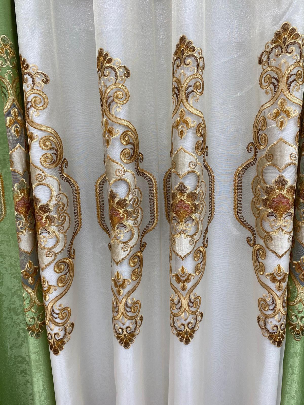 Jenifer Embroidered Grommet Curtain Set – 4 Piece Luxury Curtains with Sheer & Backing - Stylish Curtains