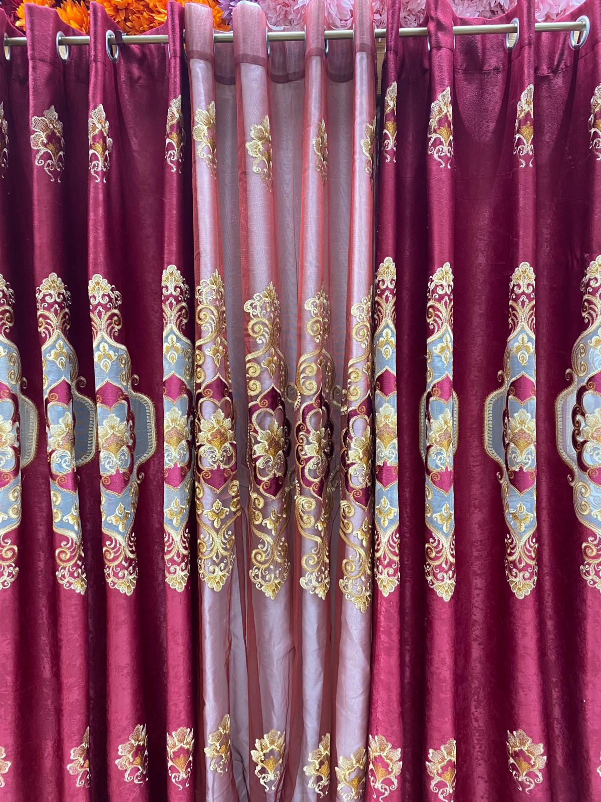 Jenifer Embroidered Grommet Curtain Set – 4 Piece Luxury Curtains with Sheer & Backing - Stylish Curtains