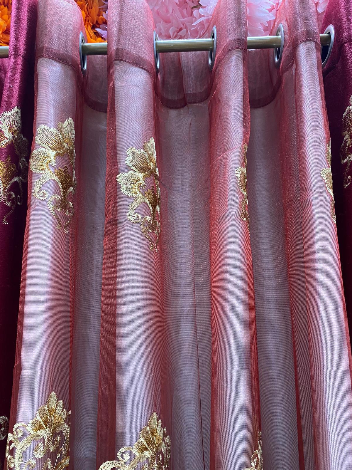 Jenifer Embroidered Grommet Curtain Set – 4 Piece Luxury Curtains with Sheer & Backing - Stylish Curtains