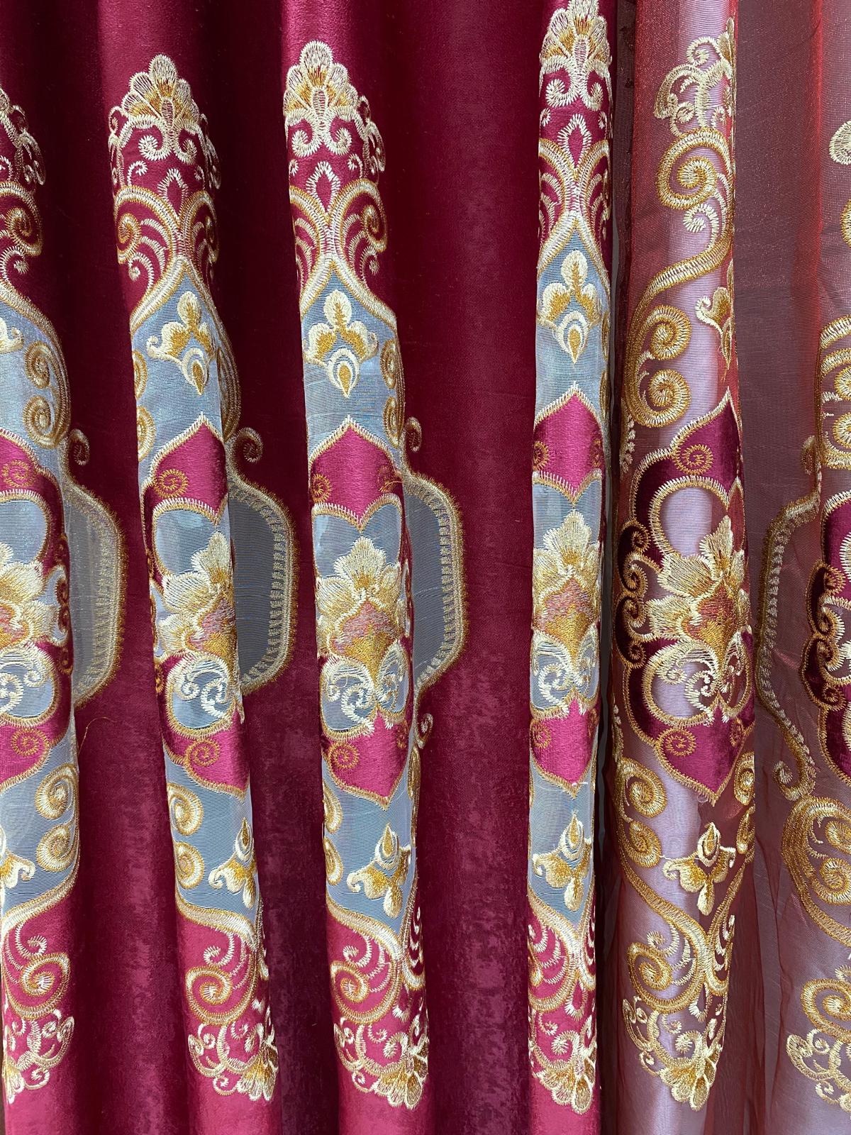 Jenifer Embroidered Grommet Curtain Set – 4 Piece Luxury Curtains with Sheer & Backing - Stylish Curtains