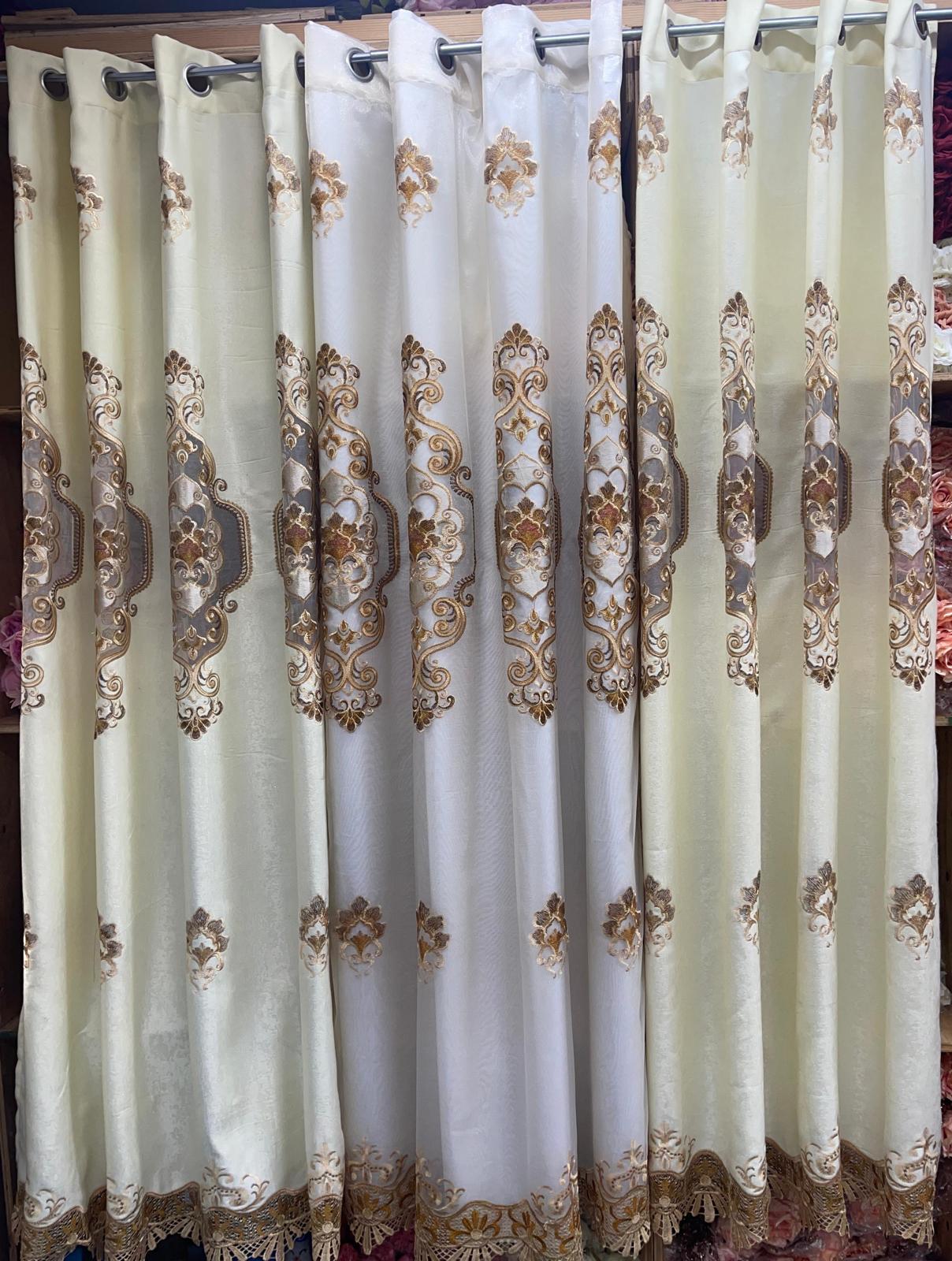 Jenifer Embroidered Grommet Curtain Set – 4 Piece Luxury Curtains with Sheer & Backing - Stylish Curtains