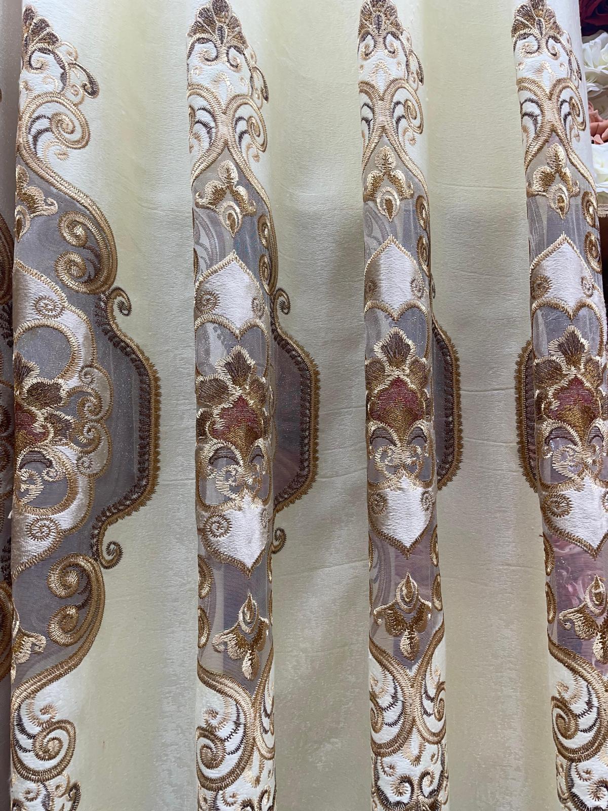 Jenifer Embroidered Grommet Curtain Set – 4 Piece Luxury Curtains with Sheer & Backing - Stylish Curtains