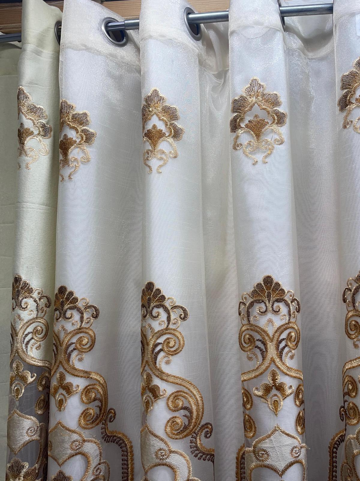 Jenifer Embroidered Grommet Curtain Set – 4 Piece Luxury Curtains with Sheer & Backing - Stylish Curtains