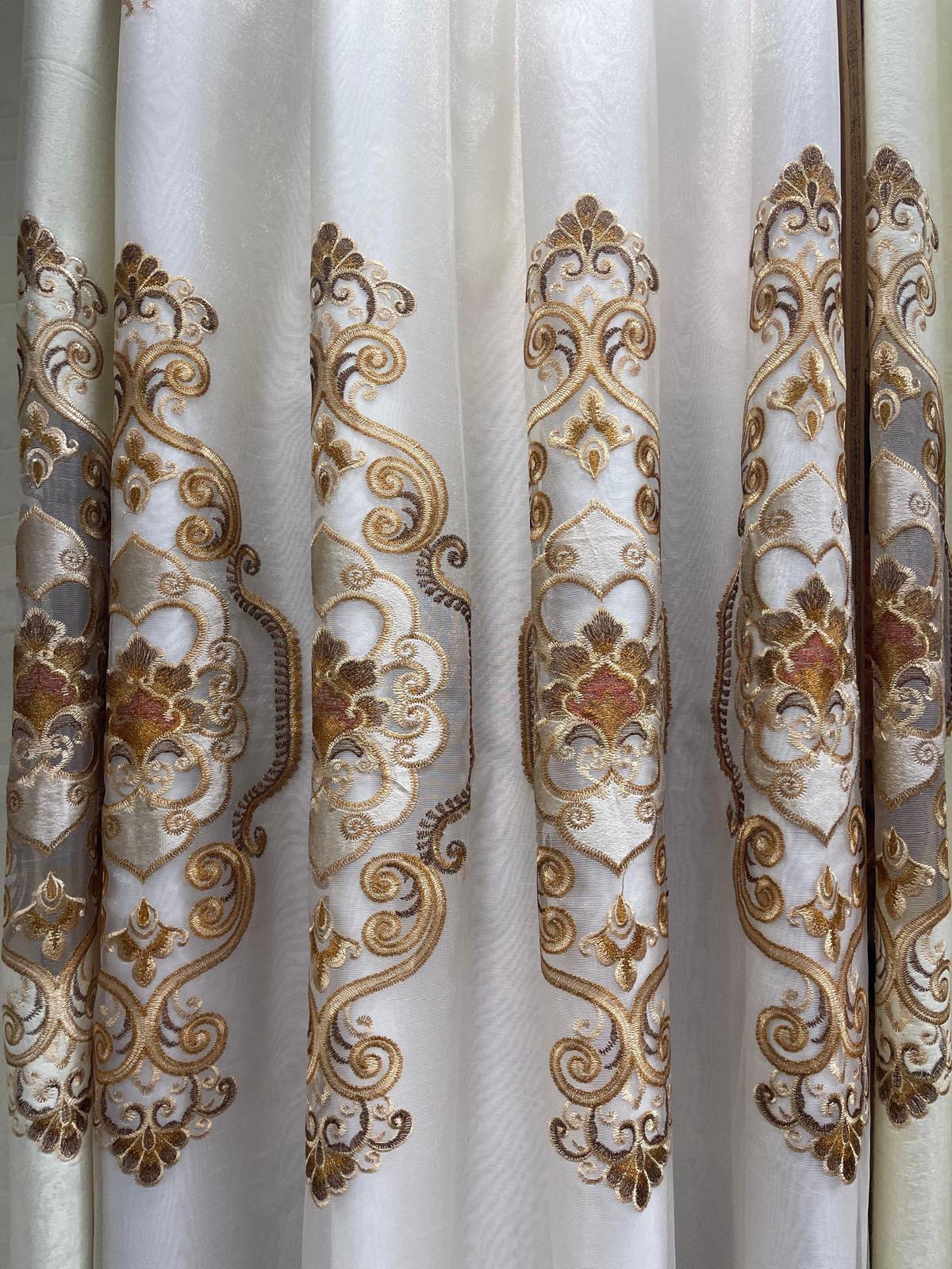 Jenifer Embroidered Grommet Curtain Set – 4 Piece Luxury Curtains with Sheer & Backing - Stylish Curtains