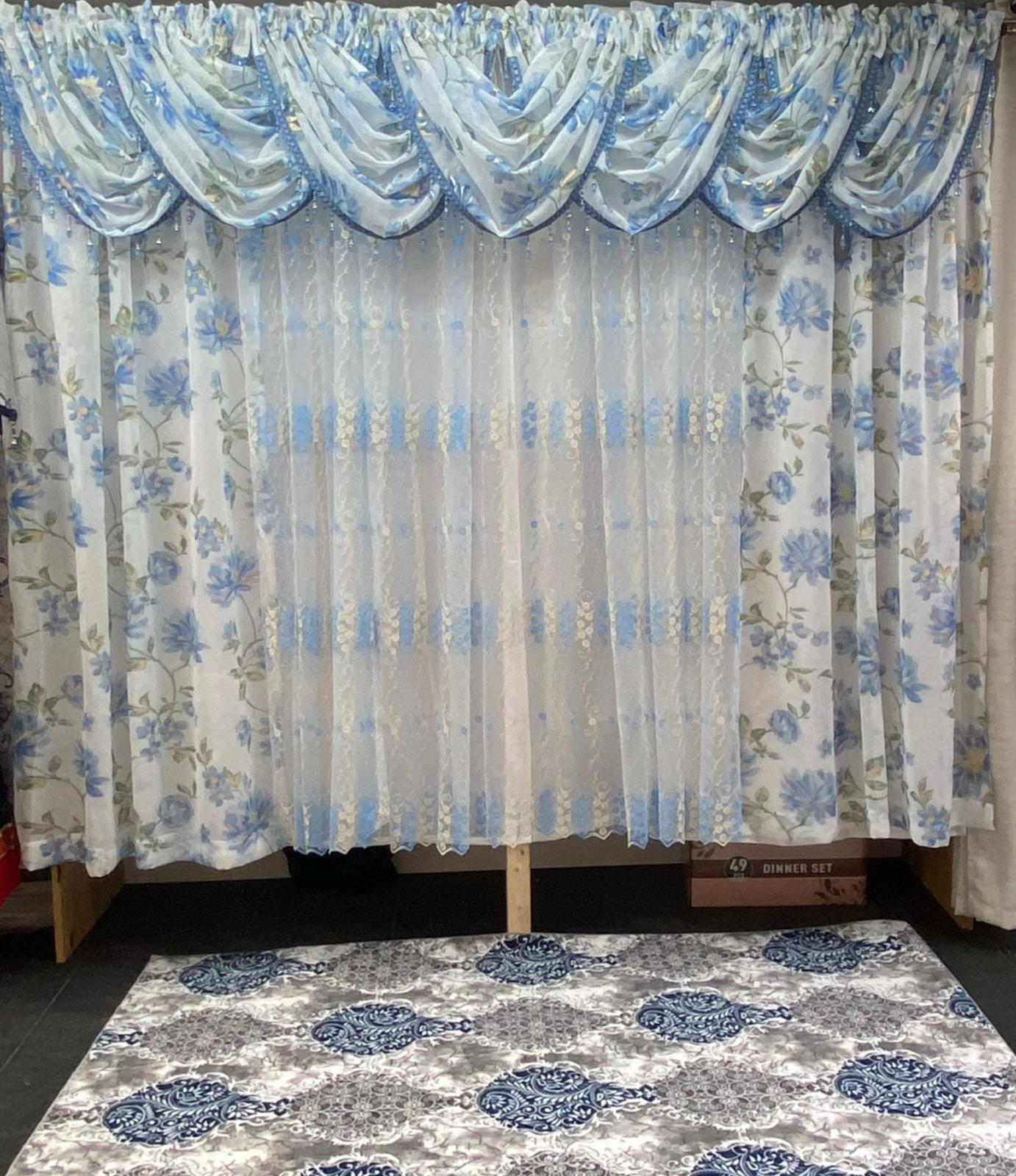 anna blue curtain set living room full styling