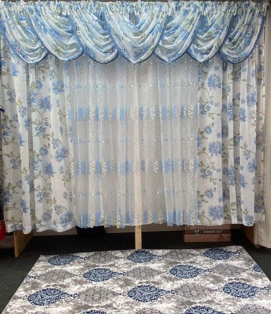 anna blue curtain set living room full styling