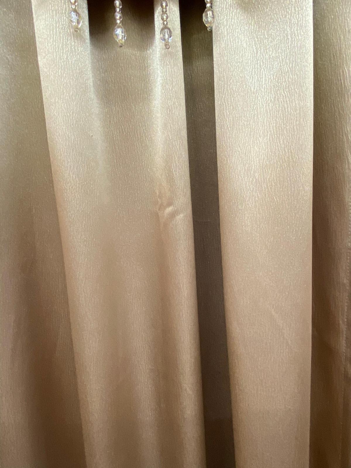 gold and beige curtain panel fabric texture premium shine close-up