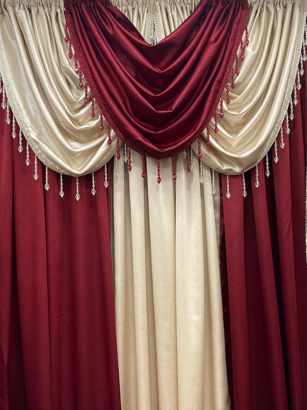 burgundy beige regency curtain set luxury small window living room