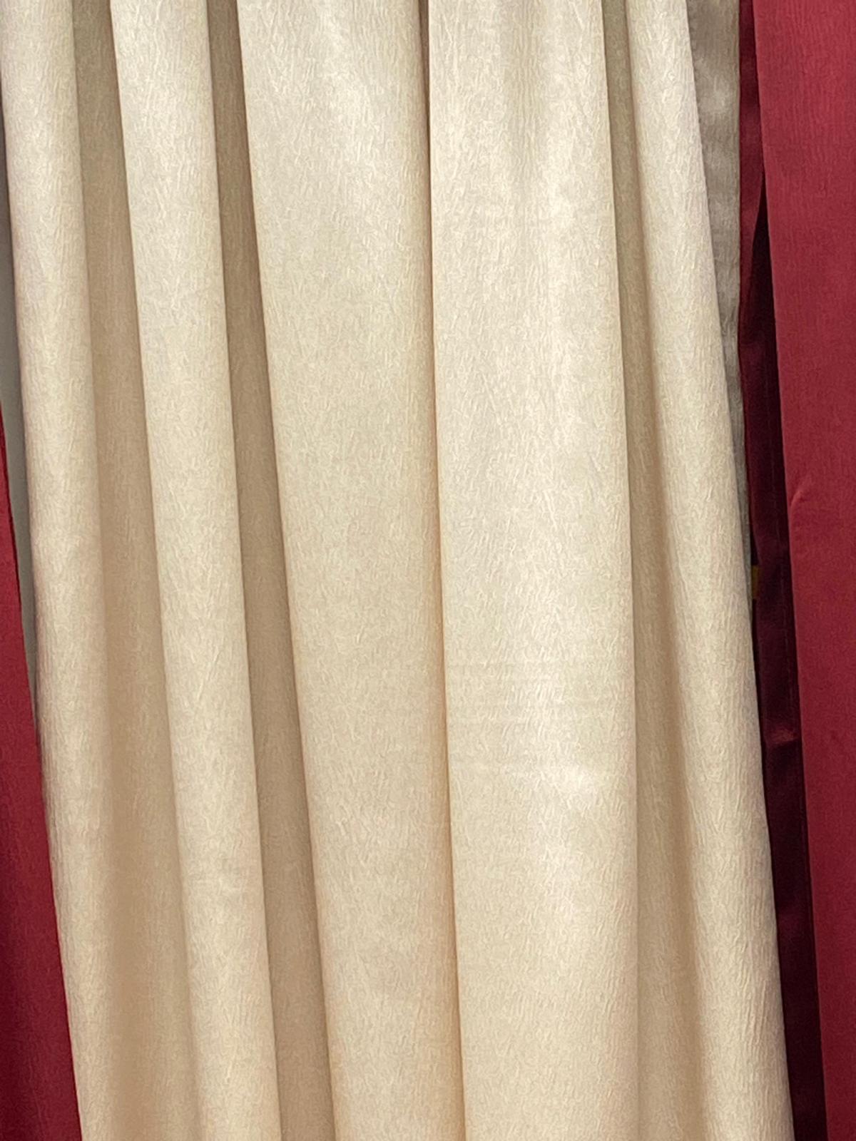 Beige curtain with a red background
