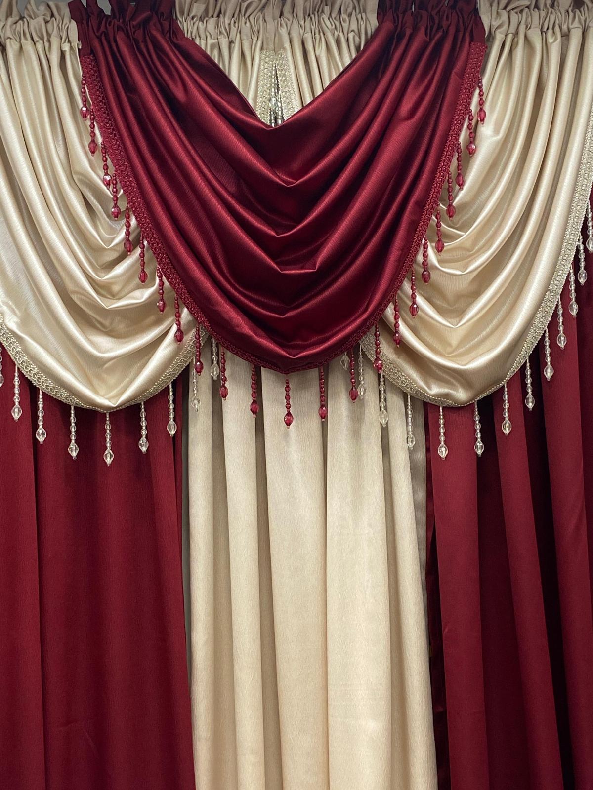 regency curtain set burgundy beige modern apartment decor