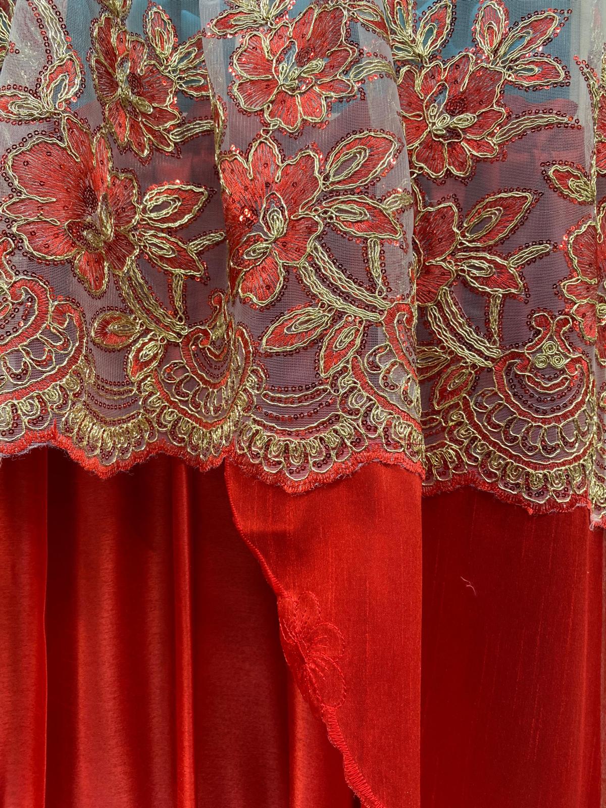 Luxury Red Embroidered Curtain Set 3PC | Kitchen Window Curtains USA - Stylish Curtains